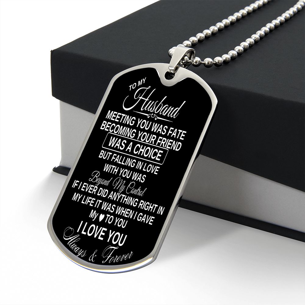 To my husband dog tag necklace