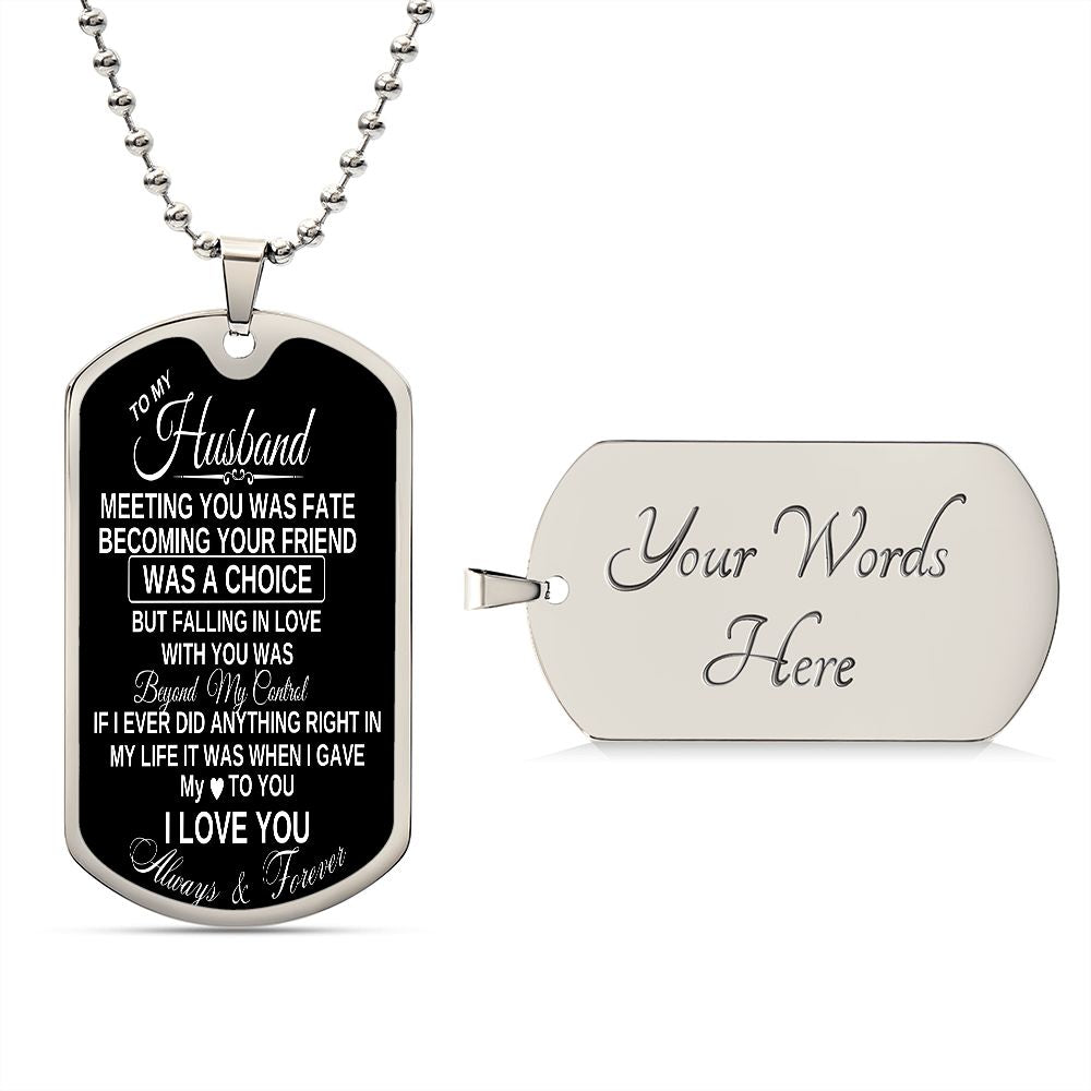 To my husband dog tag necklace