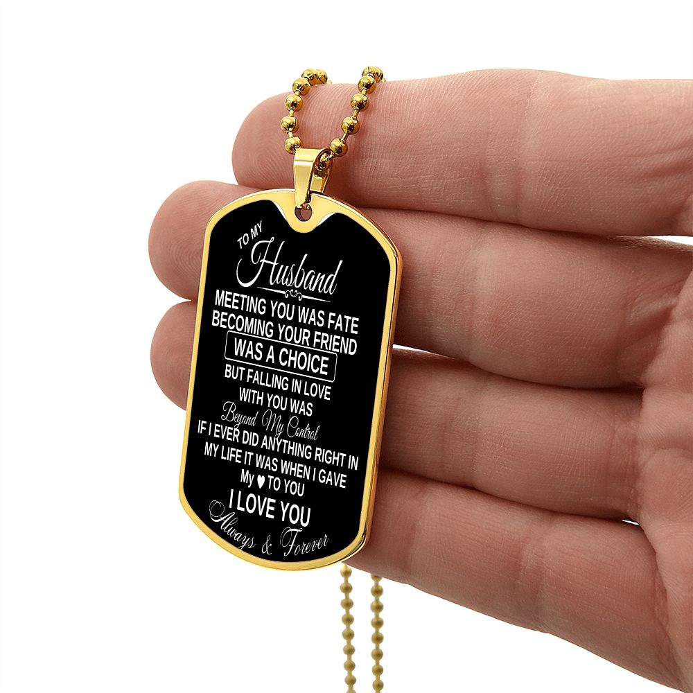 To my husband dog tag necklace