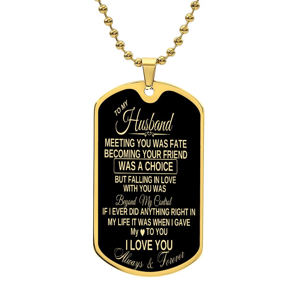 To my Husband Dog Tag Gold/ Black