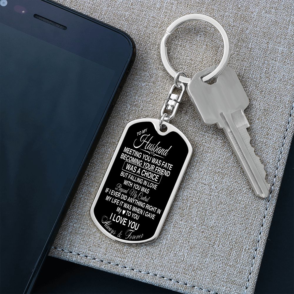 To my husband dog tag keychain