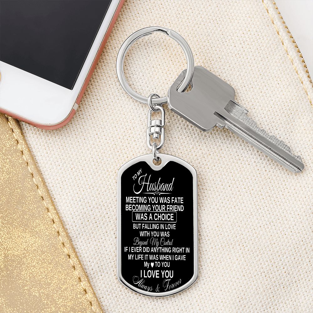 To my husband dog tag keychain