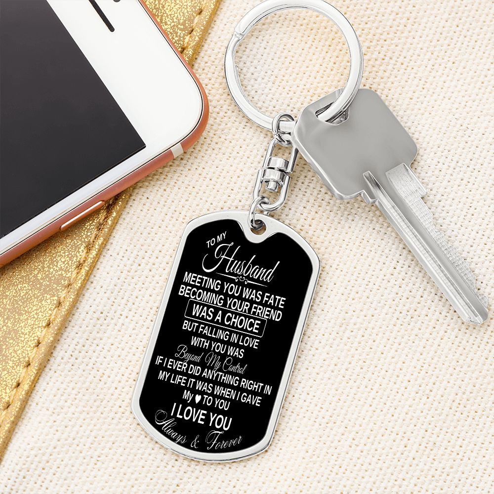 To my husband dog tag keychain