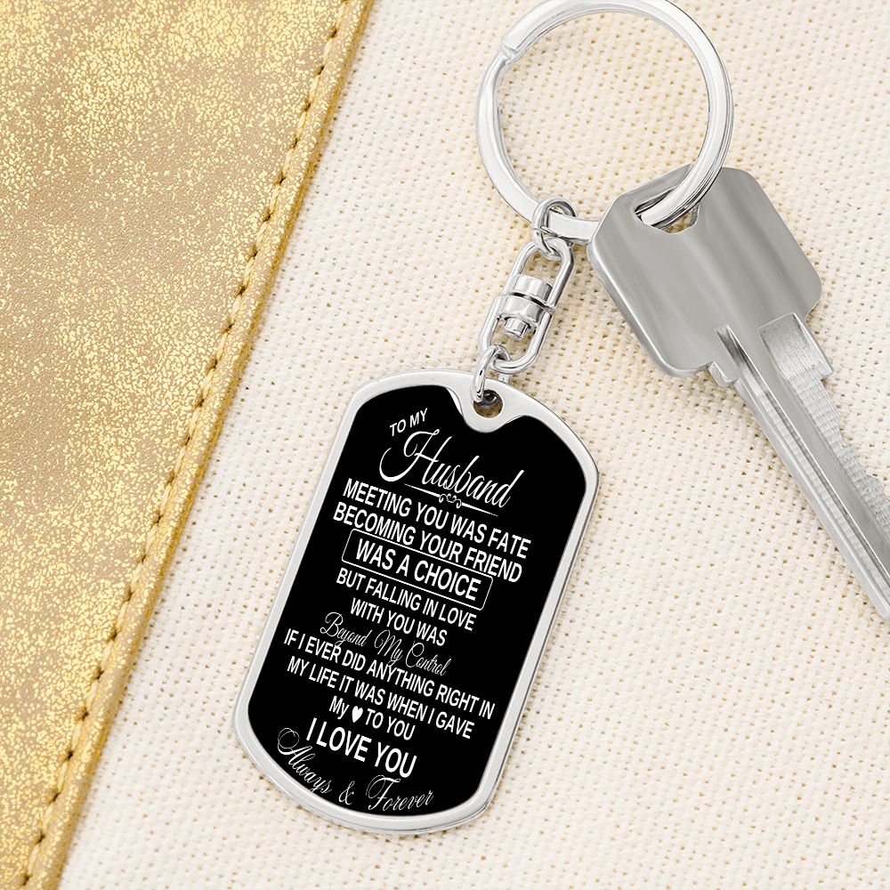 To my husband dog tag keychain
