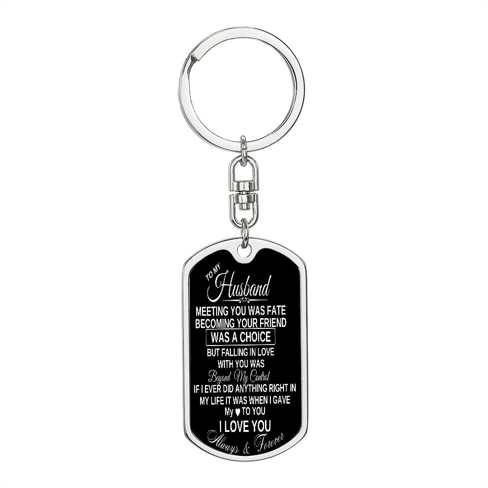 To my husband dog tag keychain