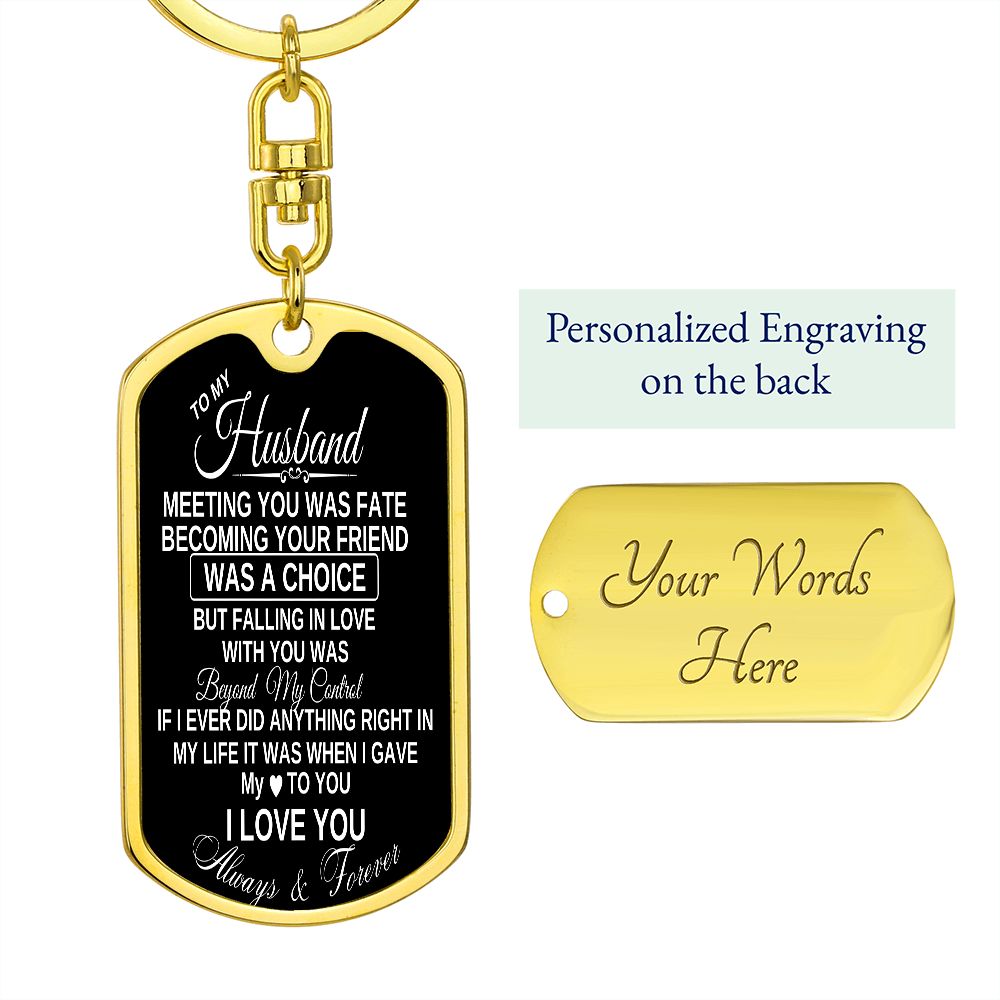 To my husband dog tag keychain