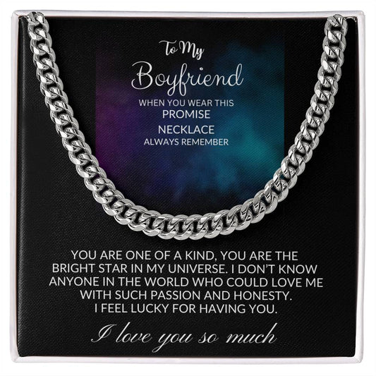 To My Boyfriend Promise Necklace  Cuban Chain