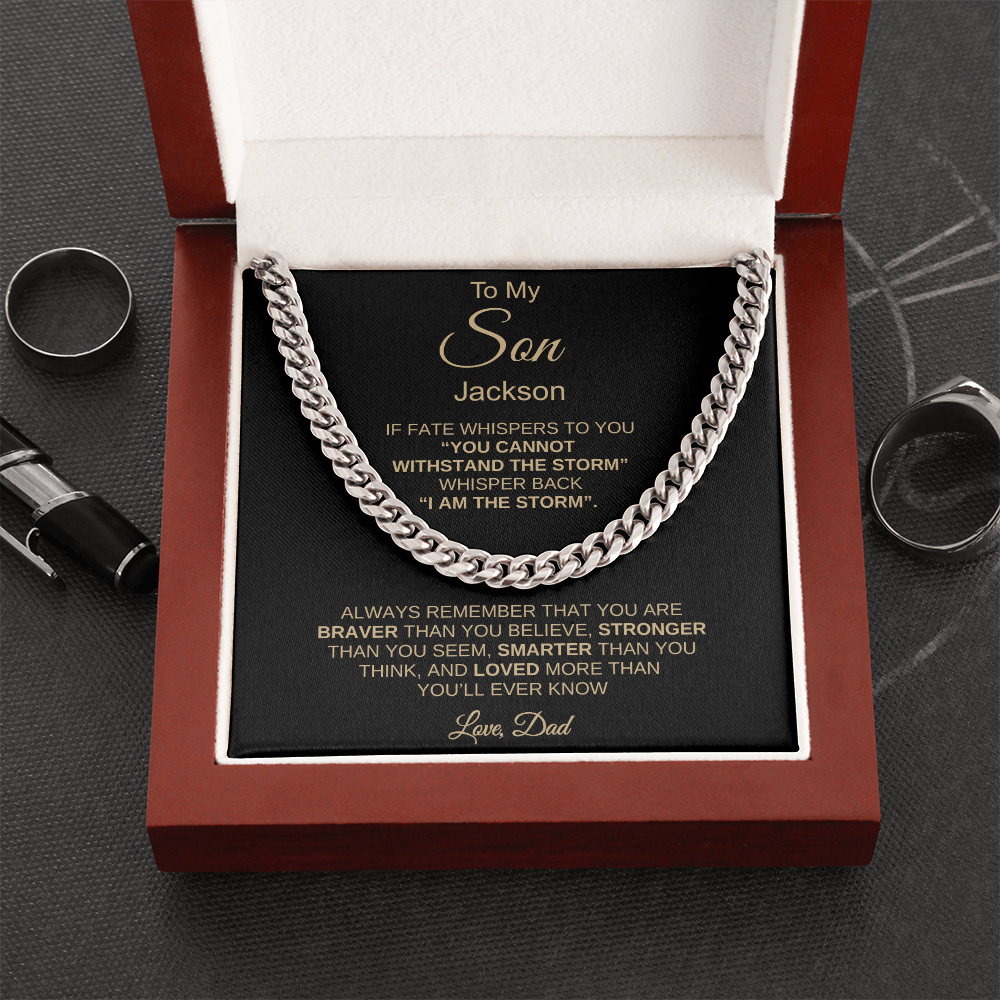 To My Son – "I Am the Storm" Cuban Link Chain From Dad