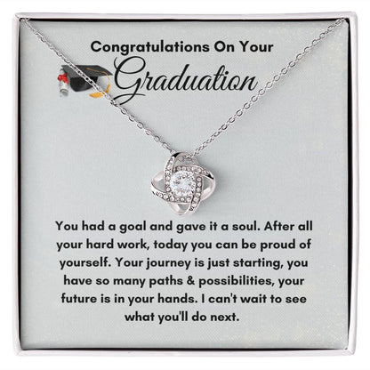 congratulations on your graduation/ love knot necklace