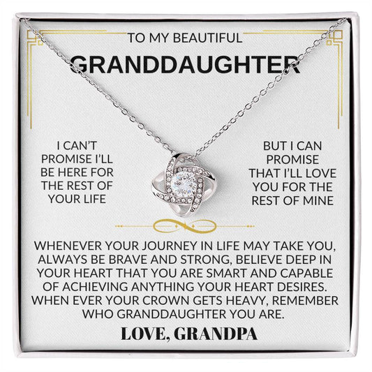 To My Granddaughter- love Grandpa- love knot necklace