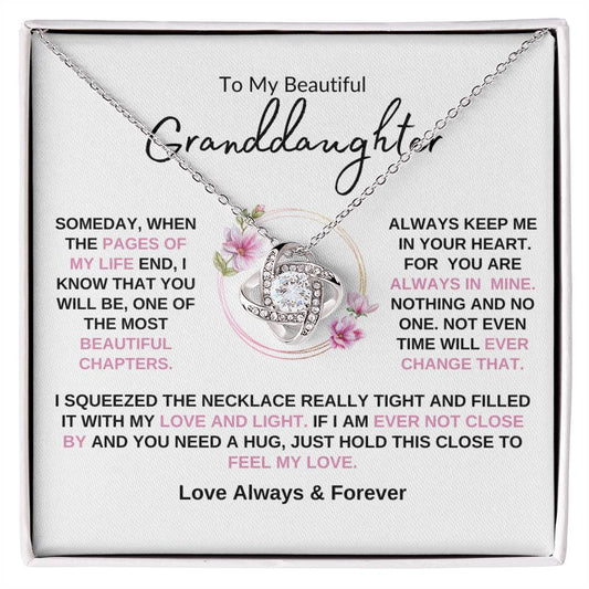 To My Granddaughter - Most Beautiful Chapter Love Knot  Necklace