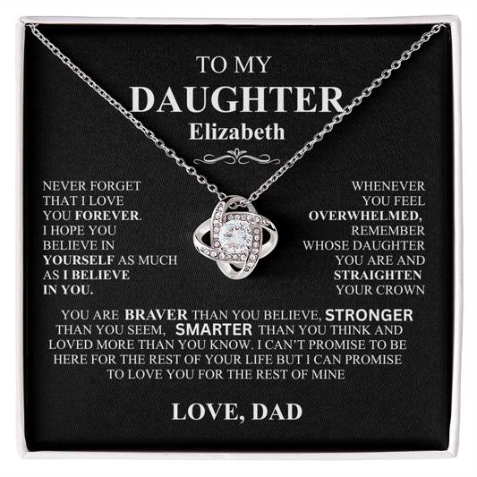 To My Daughter Personalized Love Knot Necklace Love Dad