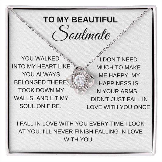 TO MY BEAUTIFUL SOULMATE LOVE KNOT NECKLACE