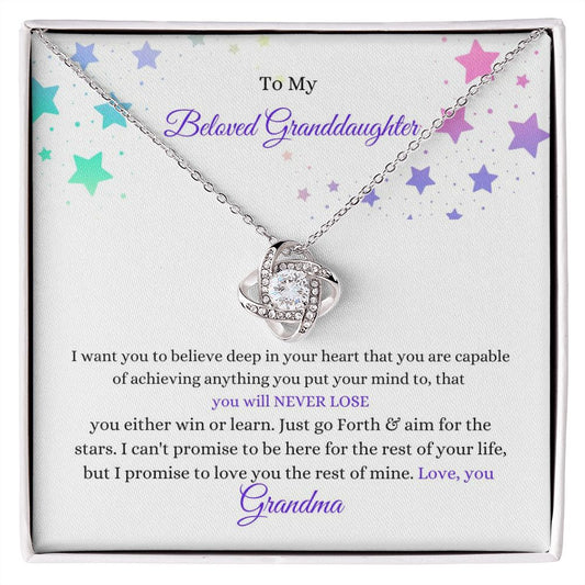 to my beloved granddaughter/ love knot necklace