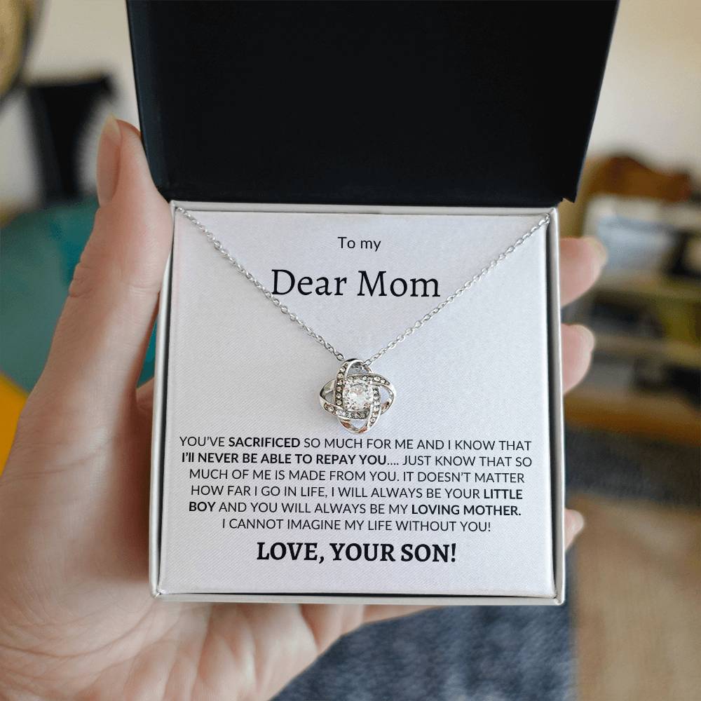 Dear Mom You Sacrificed / Love Knot Necklace