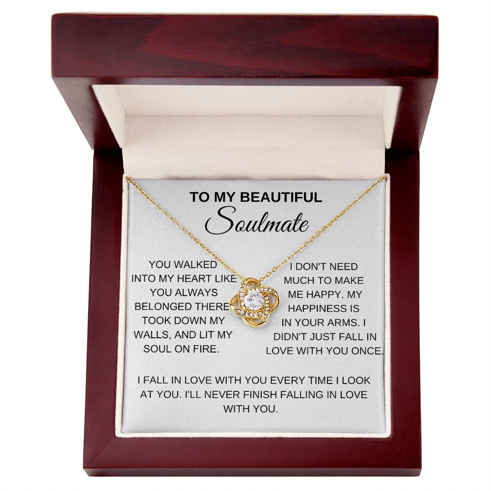 TO MY BEAUTIFUL SOULMATE LOVE KNOT NECKLACE