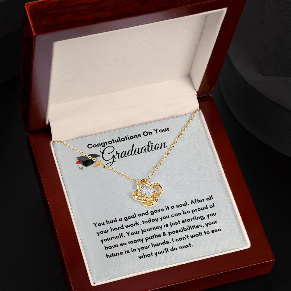 congratulations on your graduation/ love knot necklace