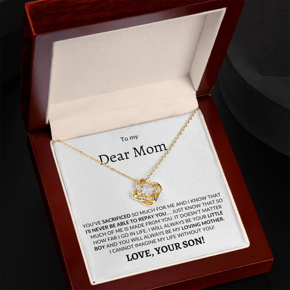 Dear Mom You Sacrificed / Love Knot Necklace