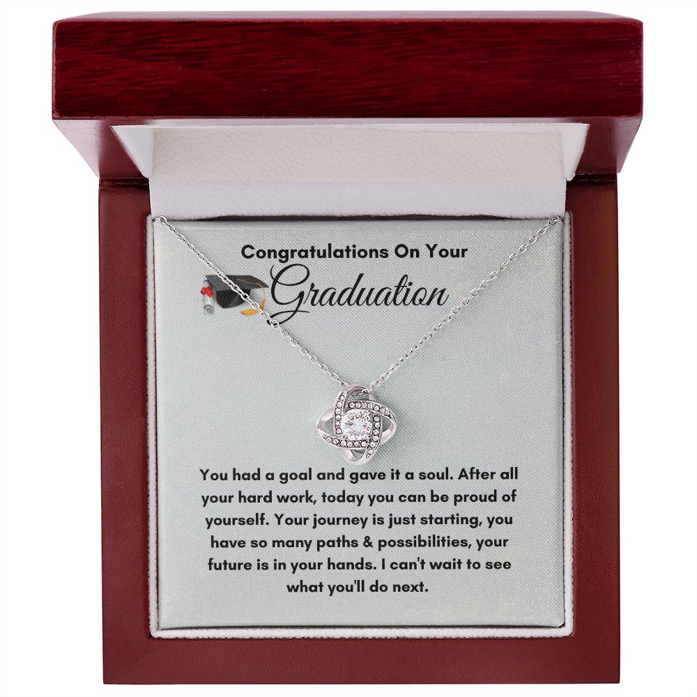 congratulations on your graduation/ love knot necklace