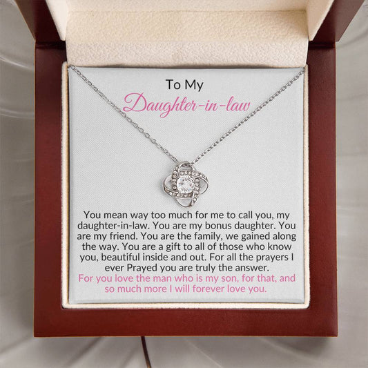 TO My Daughter-in-Law/ Love Knot Necklace