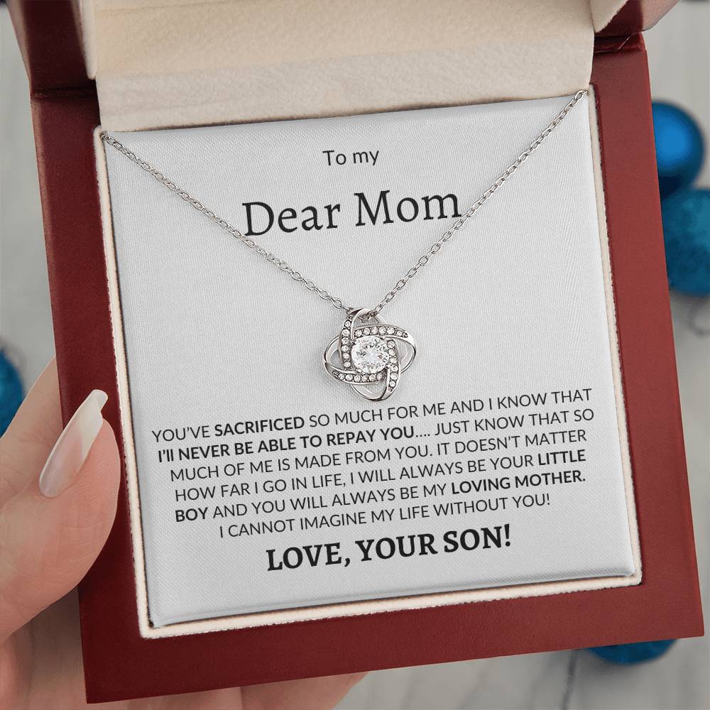 Dear Mom You Sacrificed / Love Knot Necklace