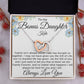 To My Bonus Daughter Family isn't Blood Personalized gift Card with interlocking Heart Necklace