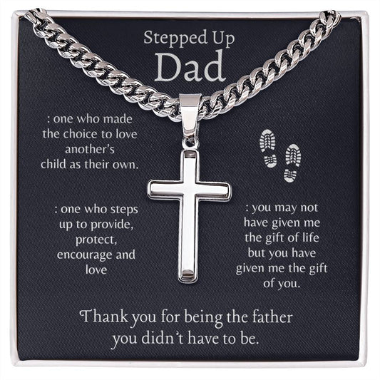 Stepped Up Dad Cuban Chain with Artisan Necklace