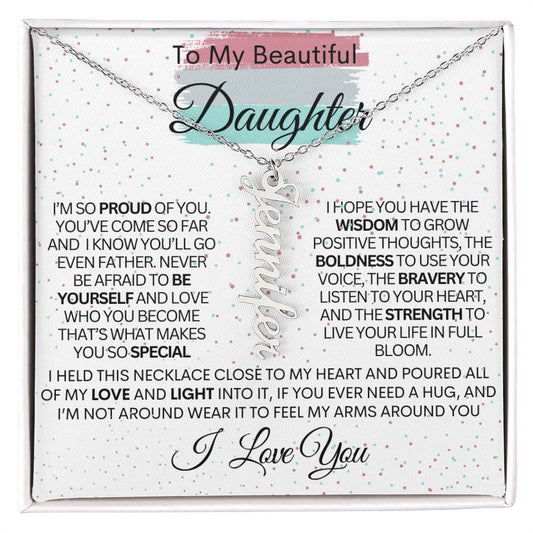 To My Daughter Personalized Vertical Name Necklace