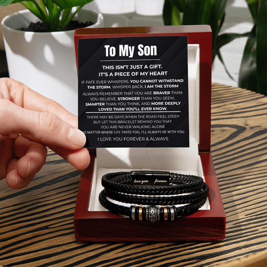 TO MY SON-NEVER ALONE-BRAIDED BRACELET SET