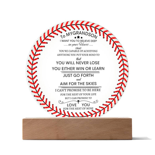 Grandson- You Will Never Lose Baseball Plaque