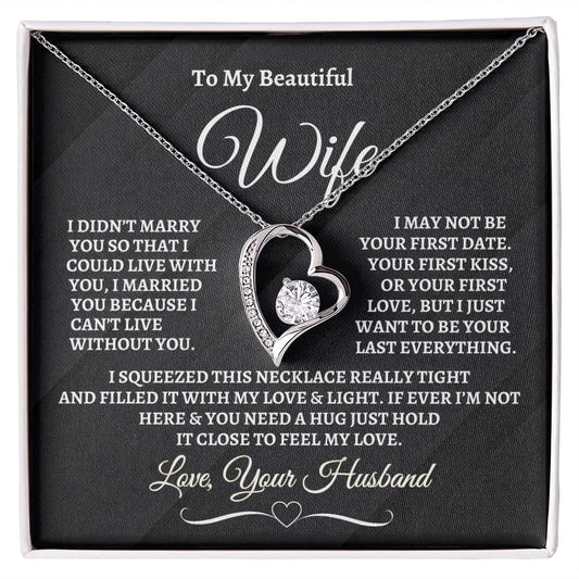 Gift for Wife "I Can't Live Without You" Gold Forever Love Necklace