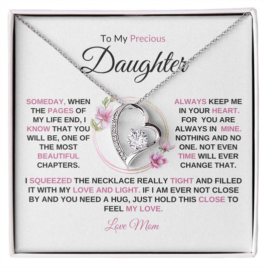 To My Precious Daughter  Forever Love Necklace (Pink/Black)