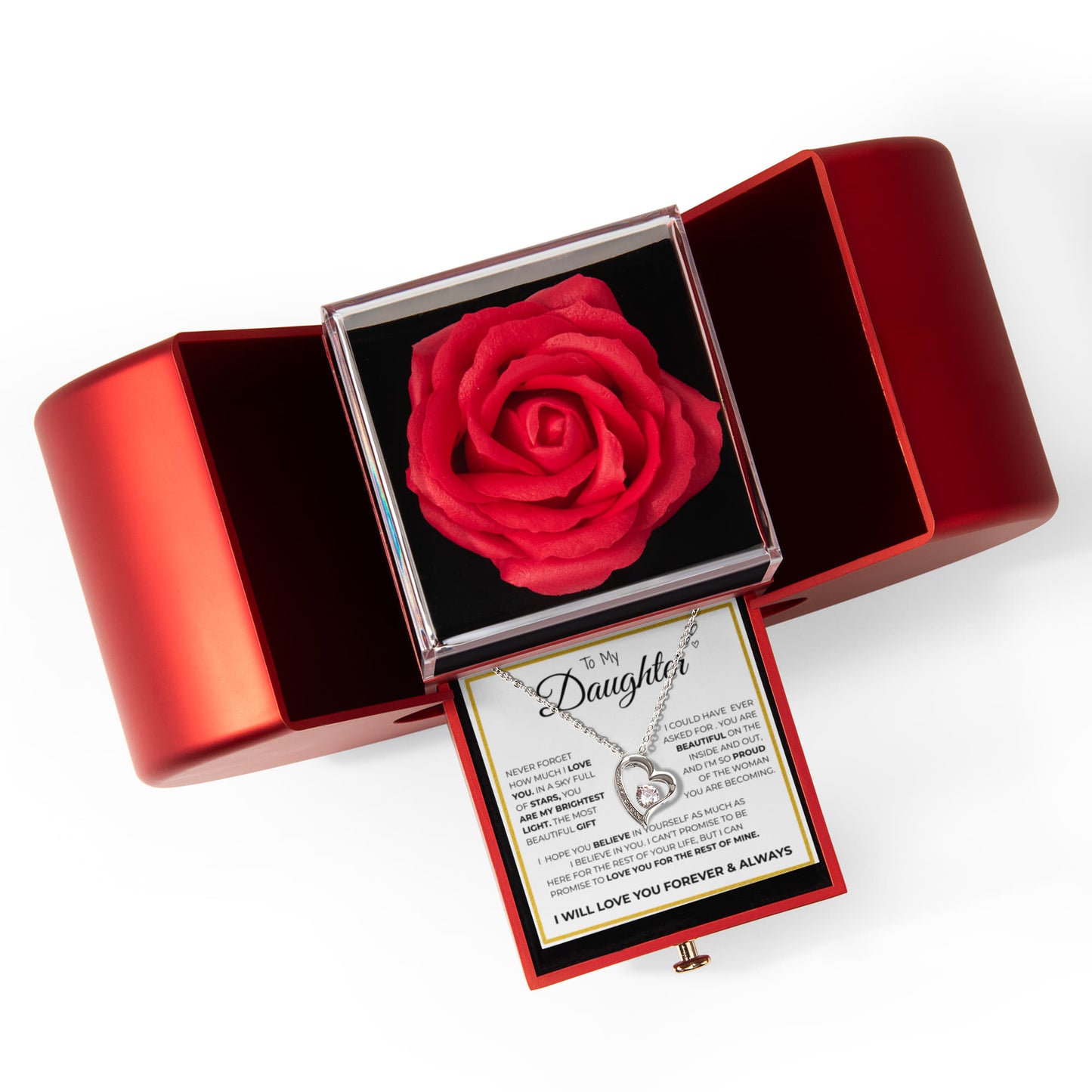 To My Daughter -Eternal Love Necklace With Rose Box Forever Love