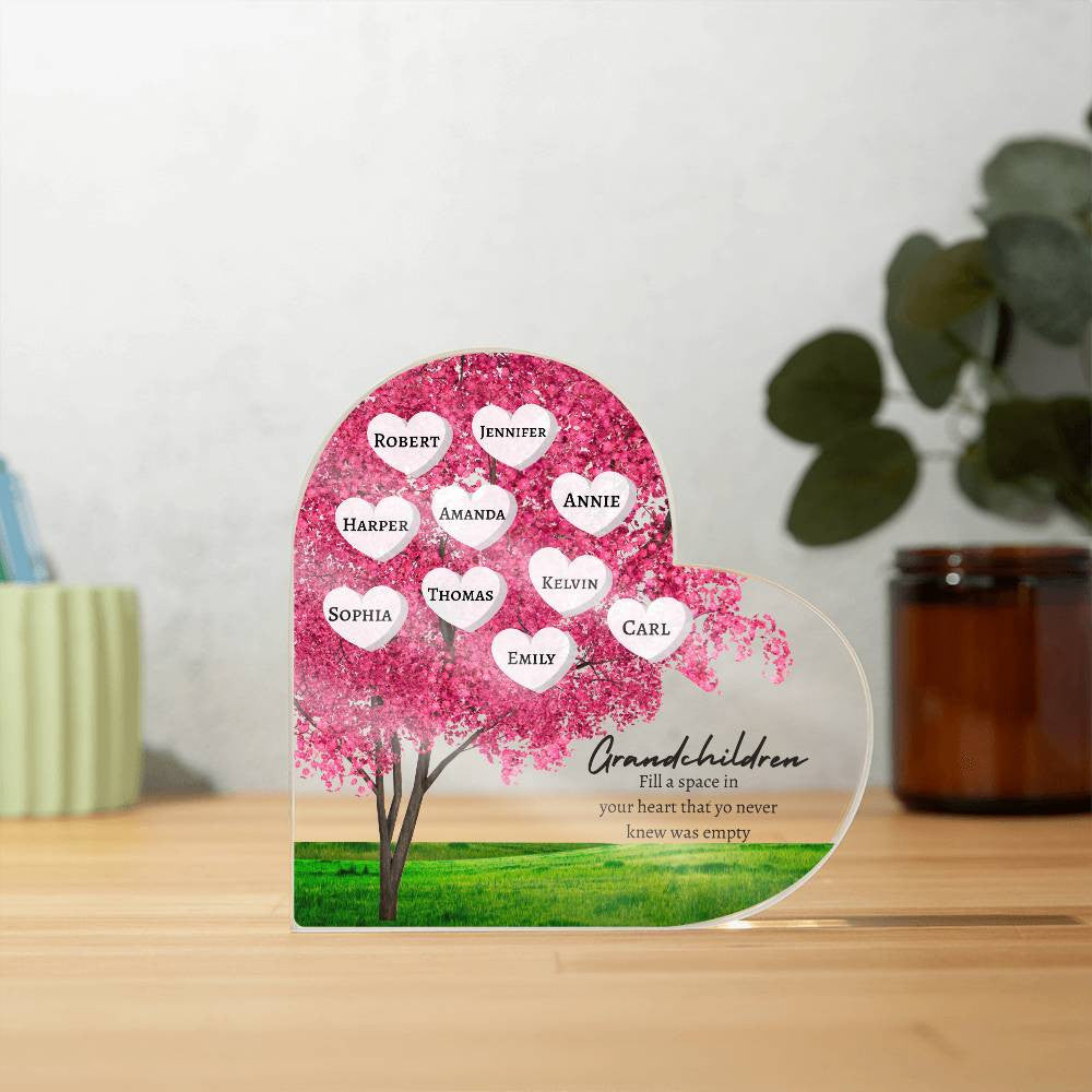 Grandchildren Fill In A Space In Your Heart- personalized Heart Acrylic Plaque