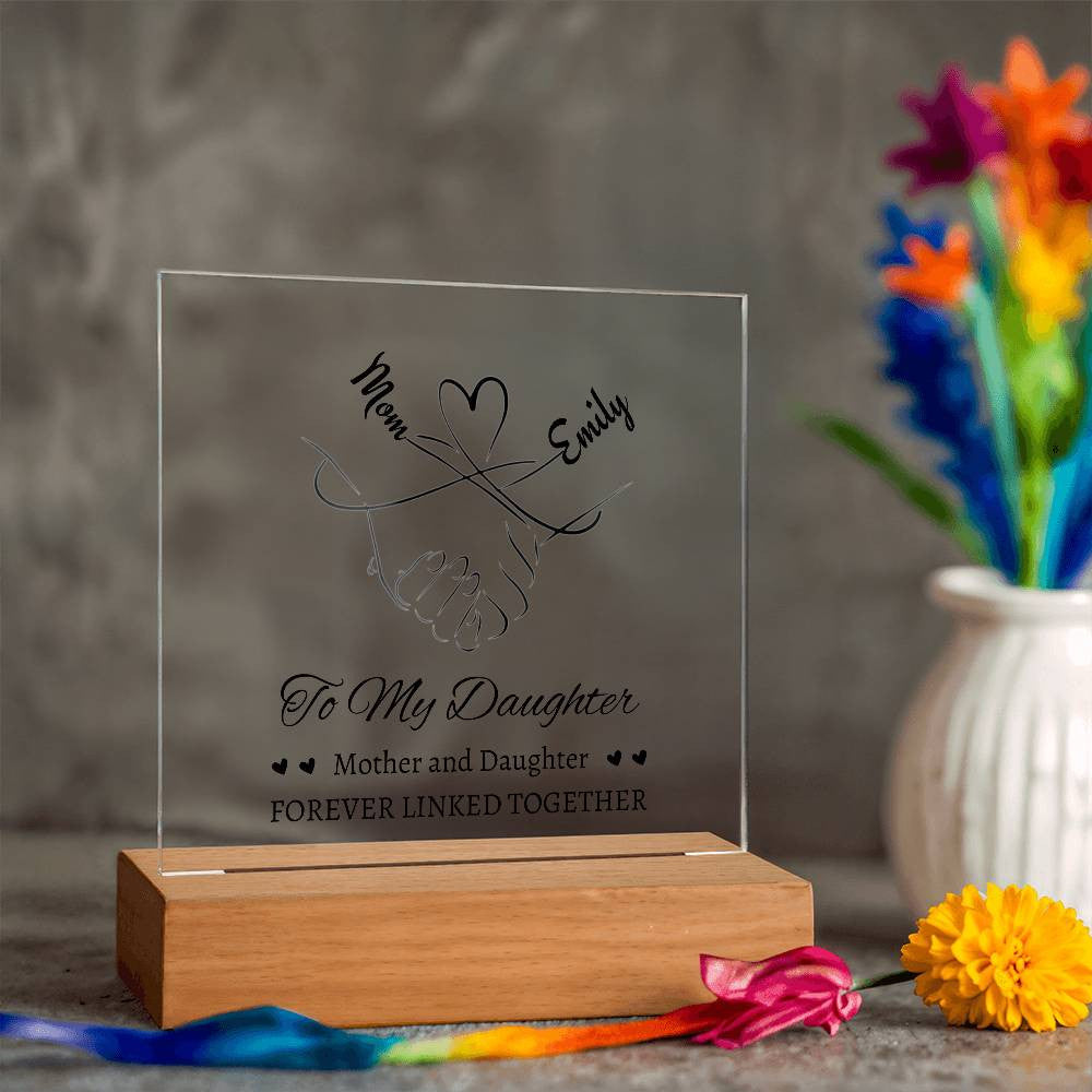 Personalized Mother and Daughter Linked Together Plaque