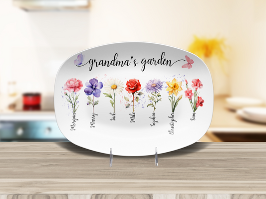 Grandma's Garden- Personalized Birth Flower Plate