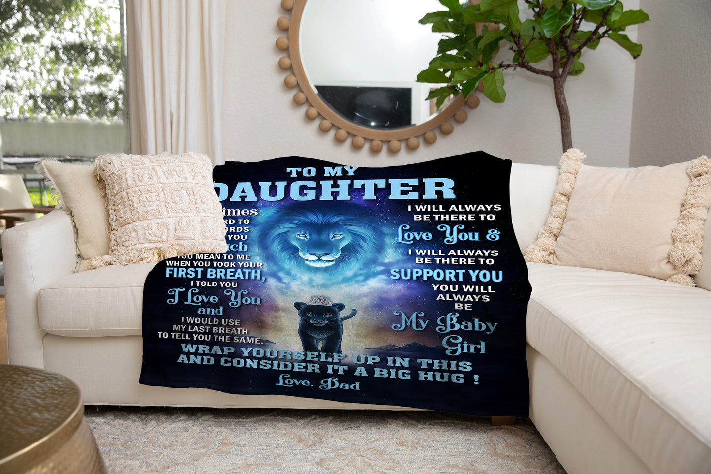 To My Daughter Lion Blanket