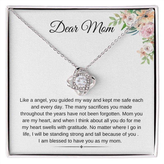 dear mom/ love knot necklace