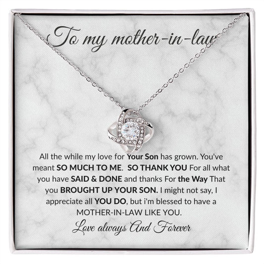 to my mother in law/ love knot necklace