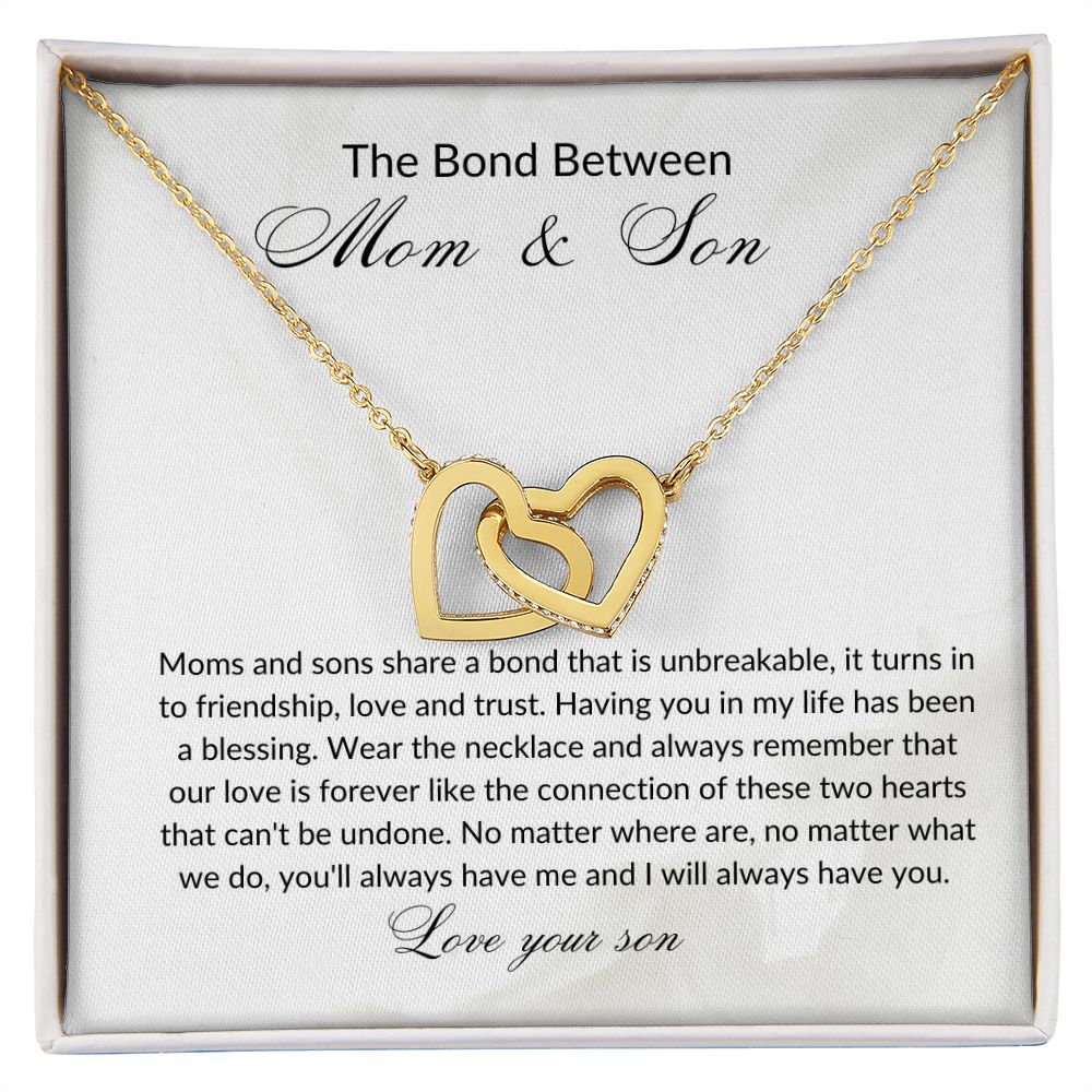 the bond between mom and son/ interlocking hearts