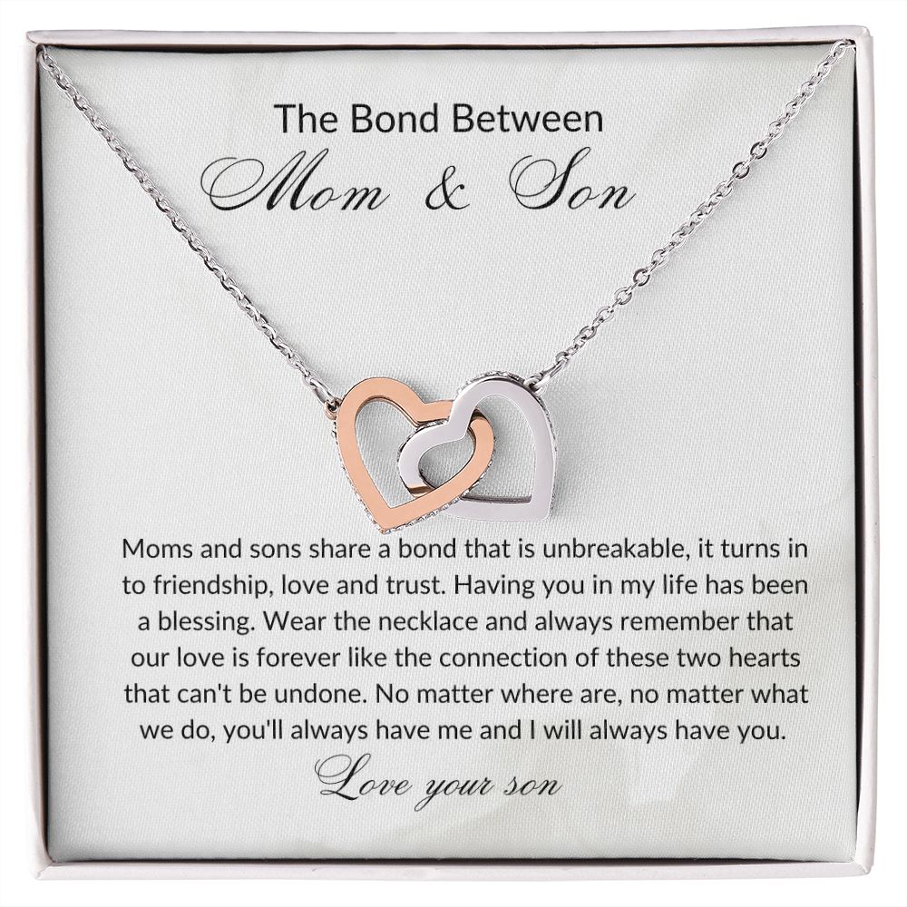 the bond between mom and son/ interlocking hearts