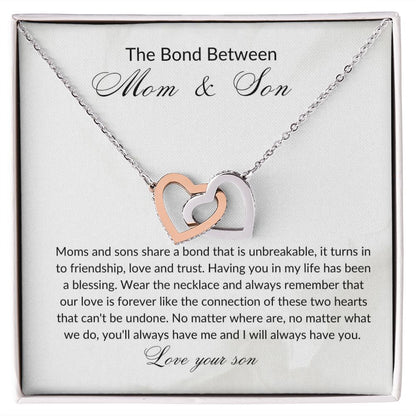 the bond between mom and son/ interlocking hearts