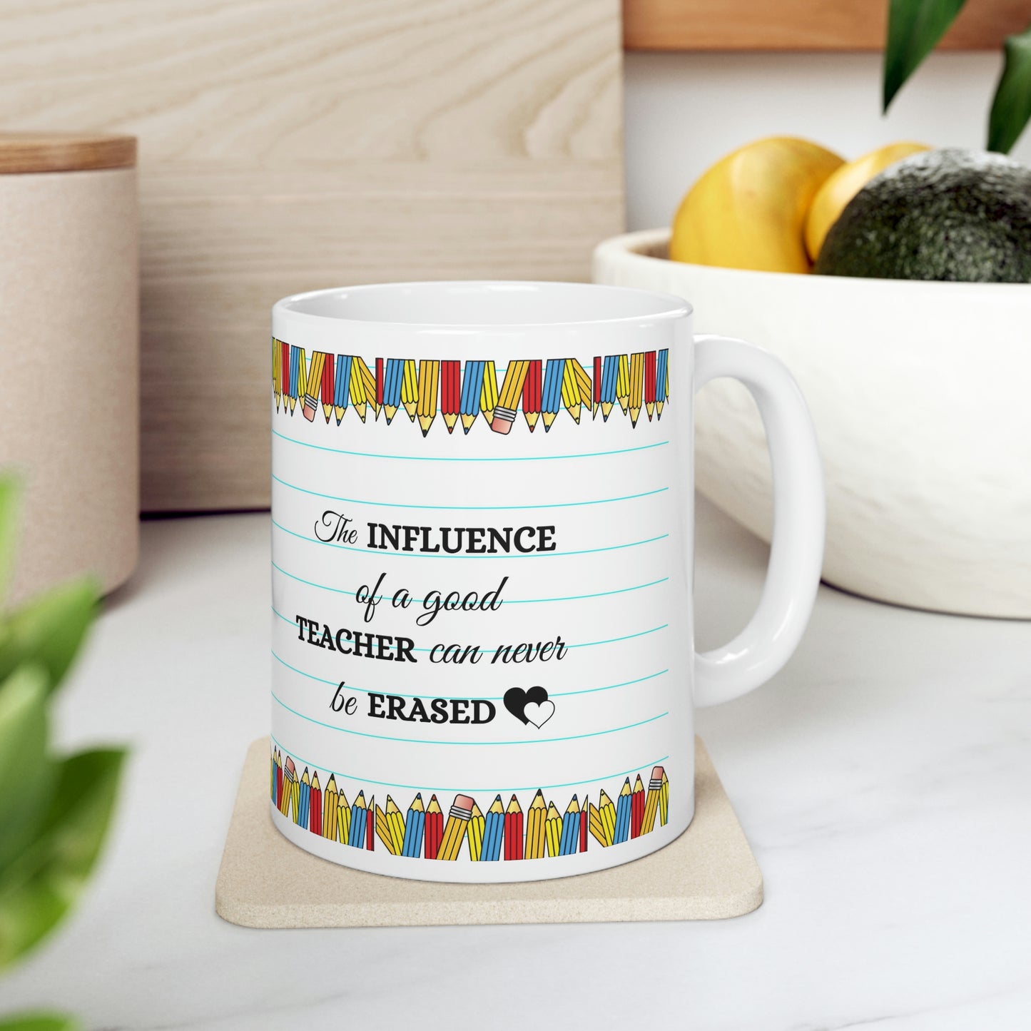 Ceramic Mug 11oz Good teacher can never be erased